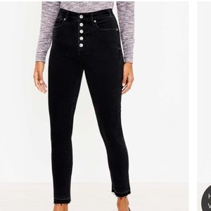 Loft Black Button Fly High Rise Skinny Jeans Sz 26
